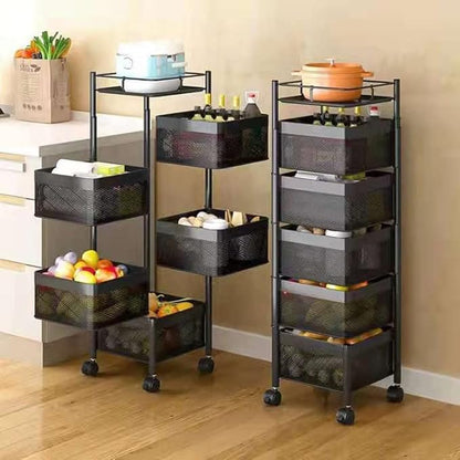 Revolving Kitchen Trolley with Wheels