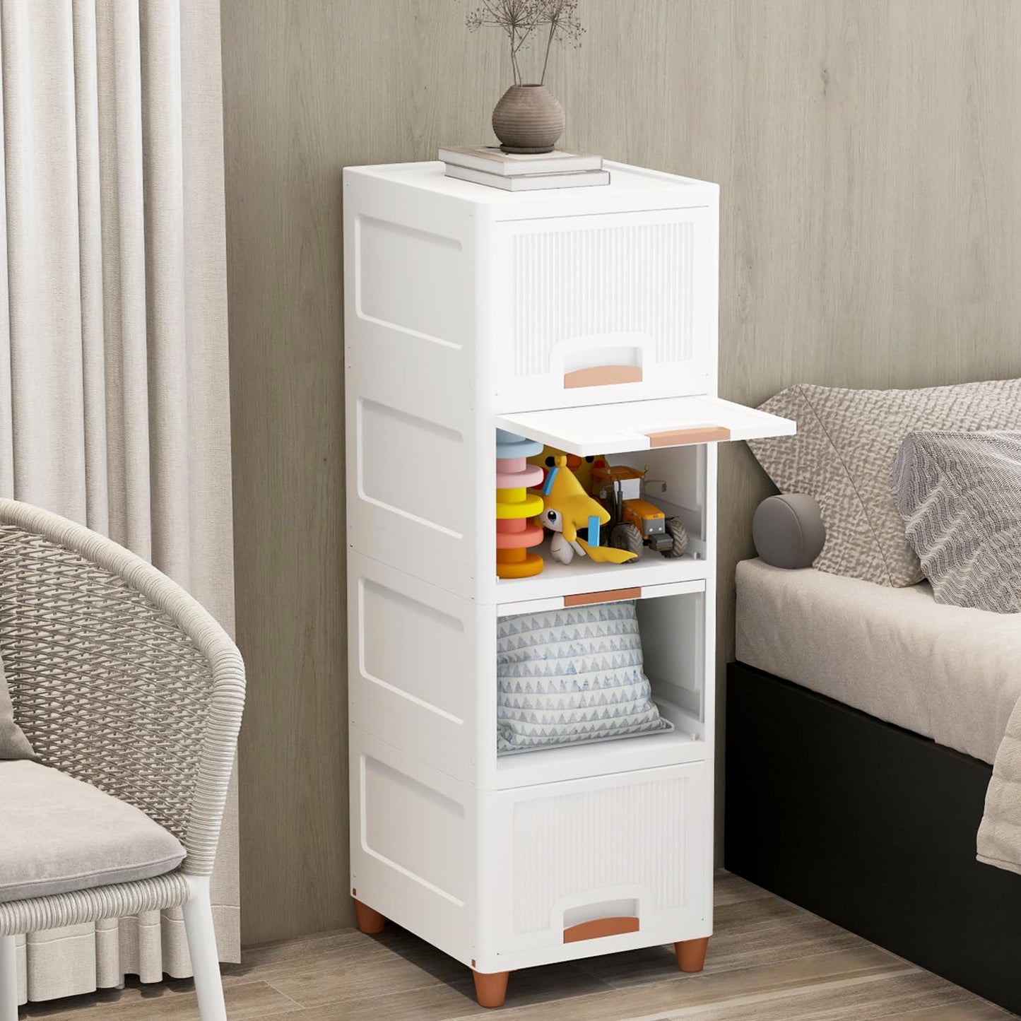 Lining foldable cabinet for kitchen essentials/clothes/toys