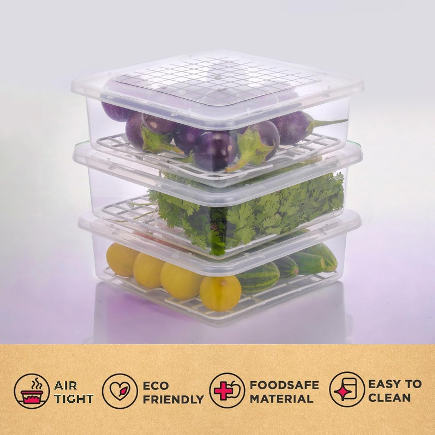 Fridge Storage Boxes Fridge Organizer for Fish, Meat, Vegetables, Fruits (2500ML)