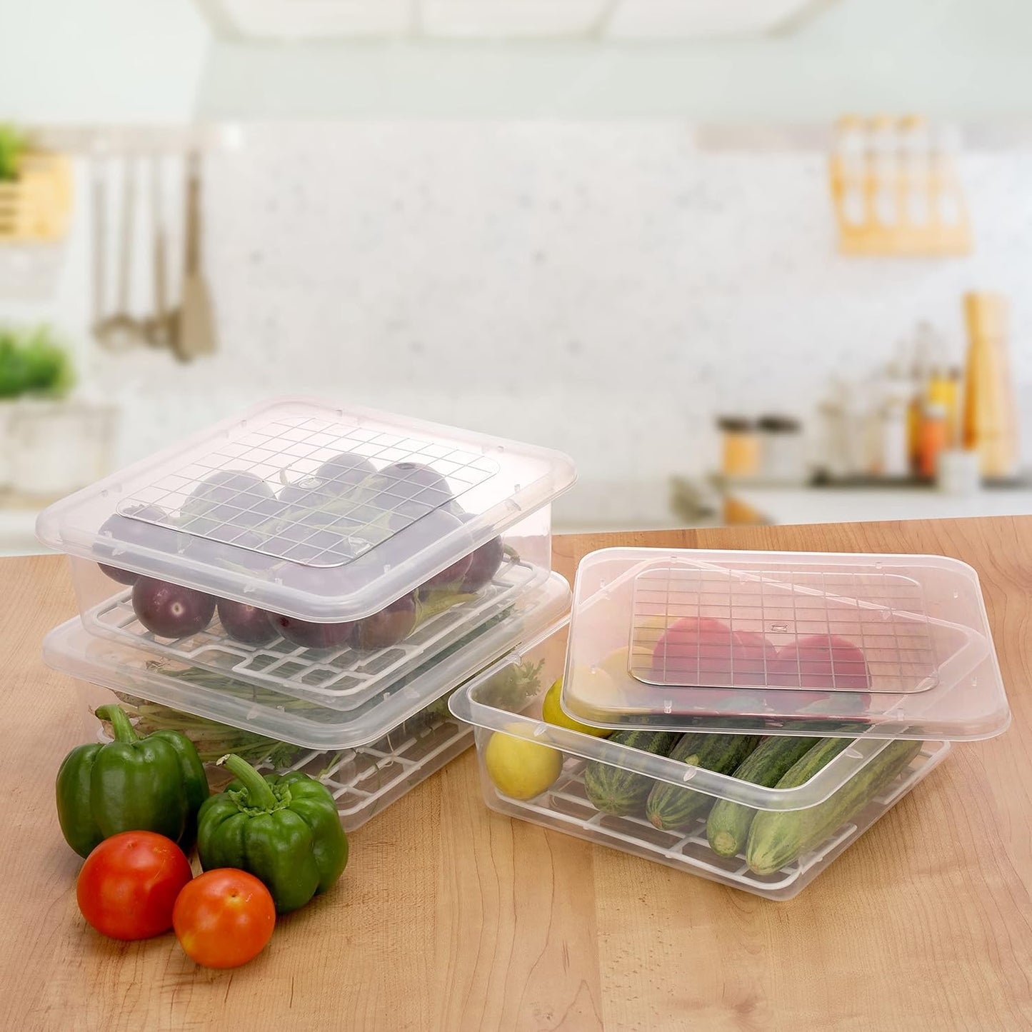 Fridge Storage Boxes Fridge Organizer for Fish, Meat, Vegetables, Fruits (2500ML)